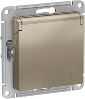 Розетка с заземлением без рамки Systeme Electric AtlasDesign 1-м. крышка шторки шампань картинка